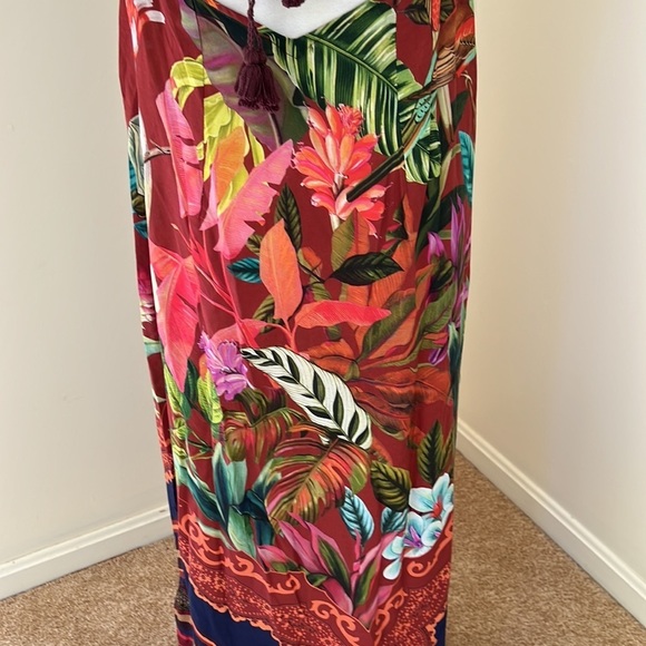 FARM Size S Mackaw leaves tropical halter backless long dress - Picture 5 of 11